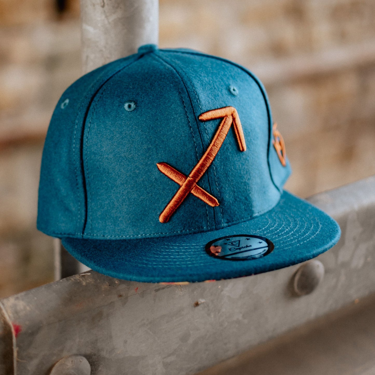 Zodiac Sagittarius Snapback - Petrol Blue Felt
