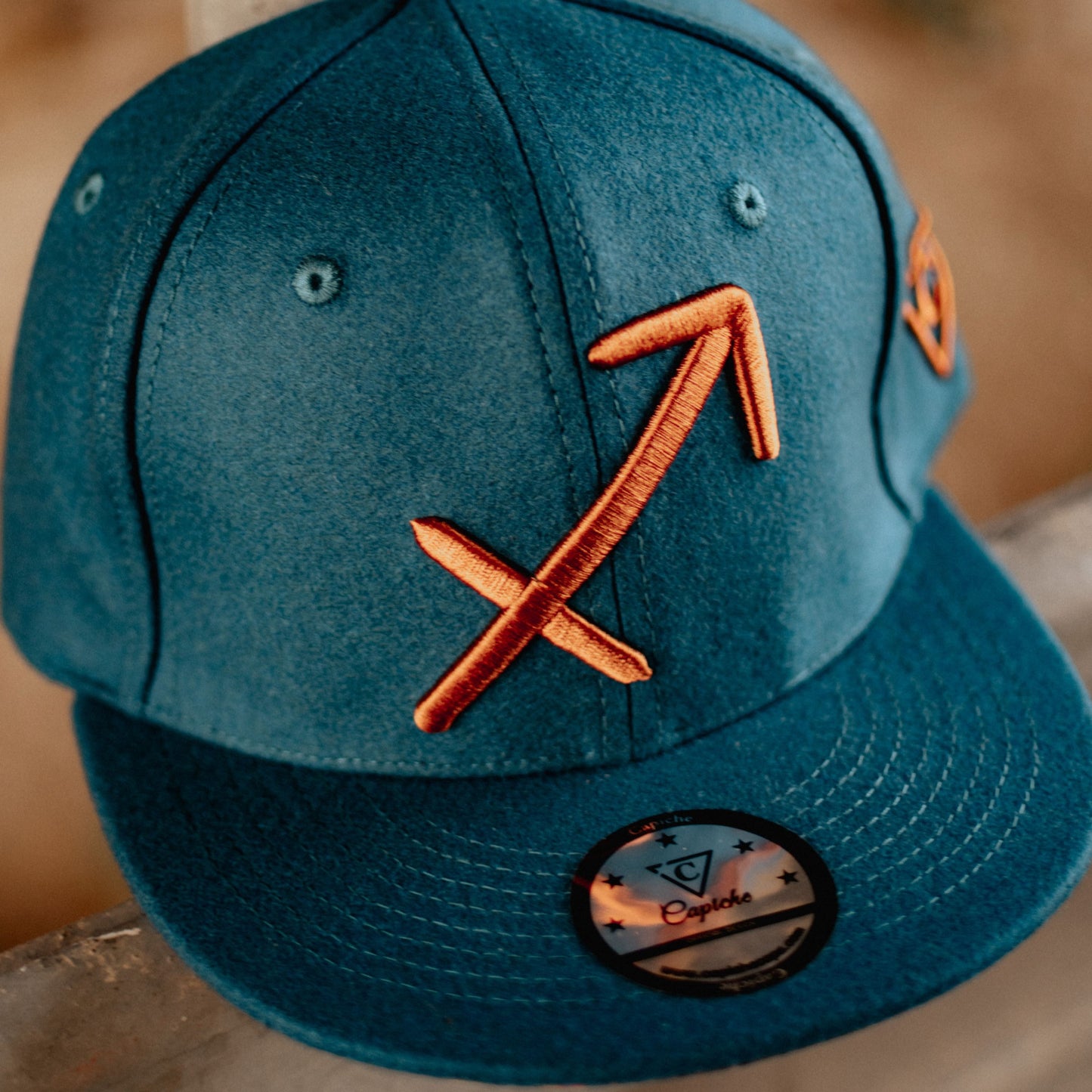 Zodiac Sagittarius Snapback - Petrol Blue Felt
