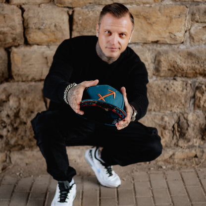 Zodiac Sagittarius Snapback - Petrol Blue Felt