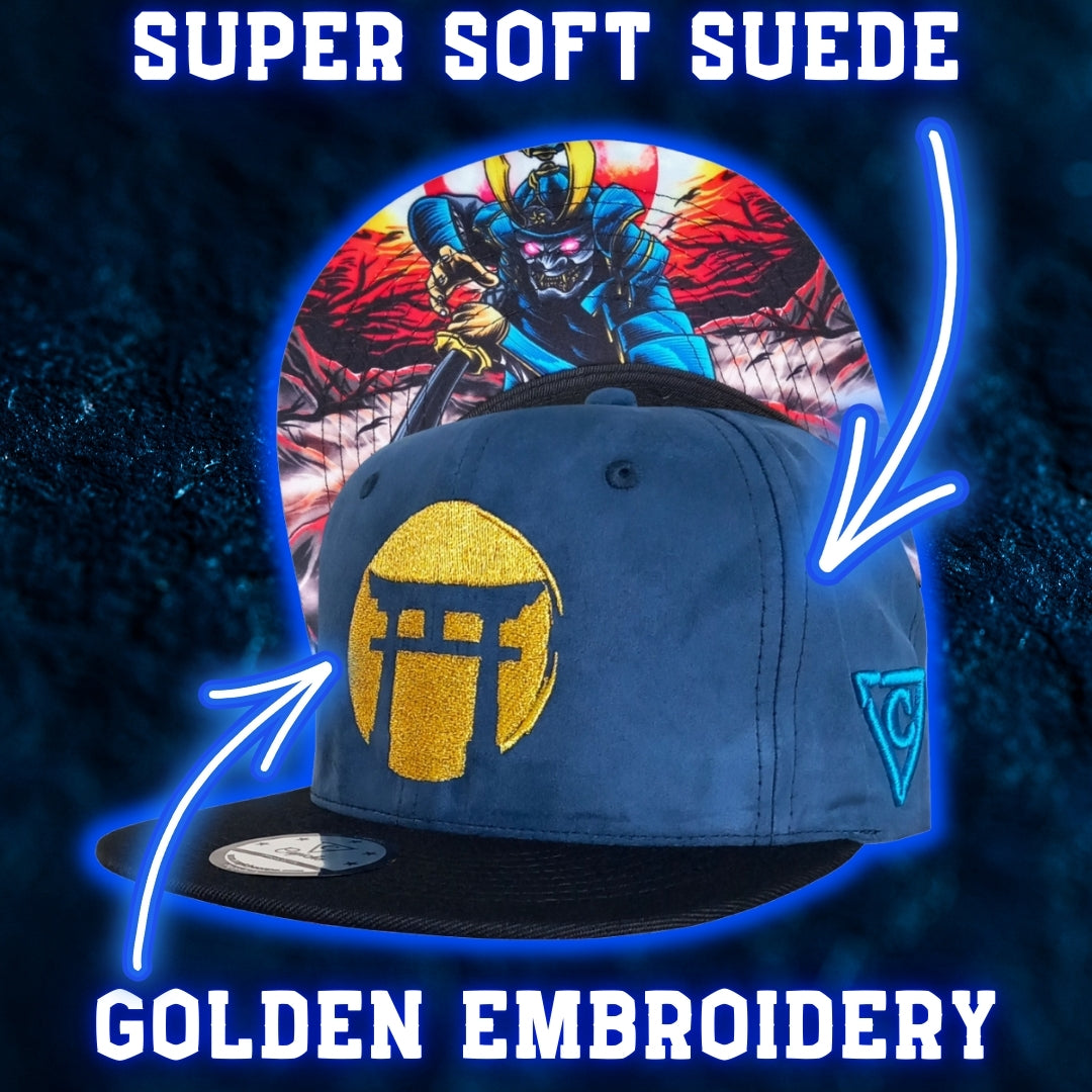 Blue Samurai Snapback - Suede/Golden Thread - Capiche Caps Snapback