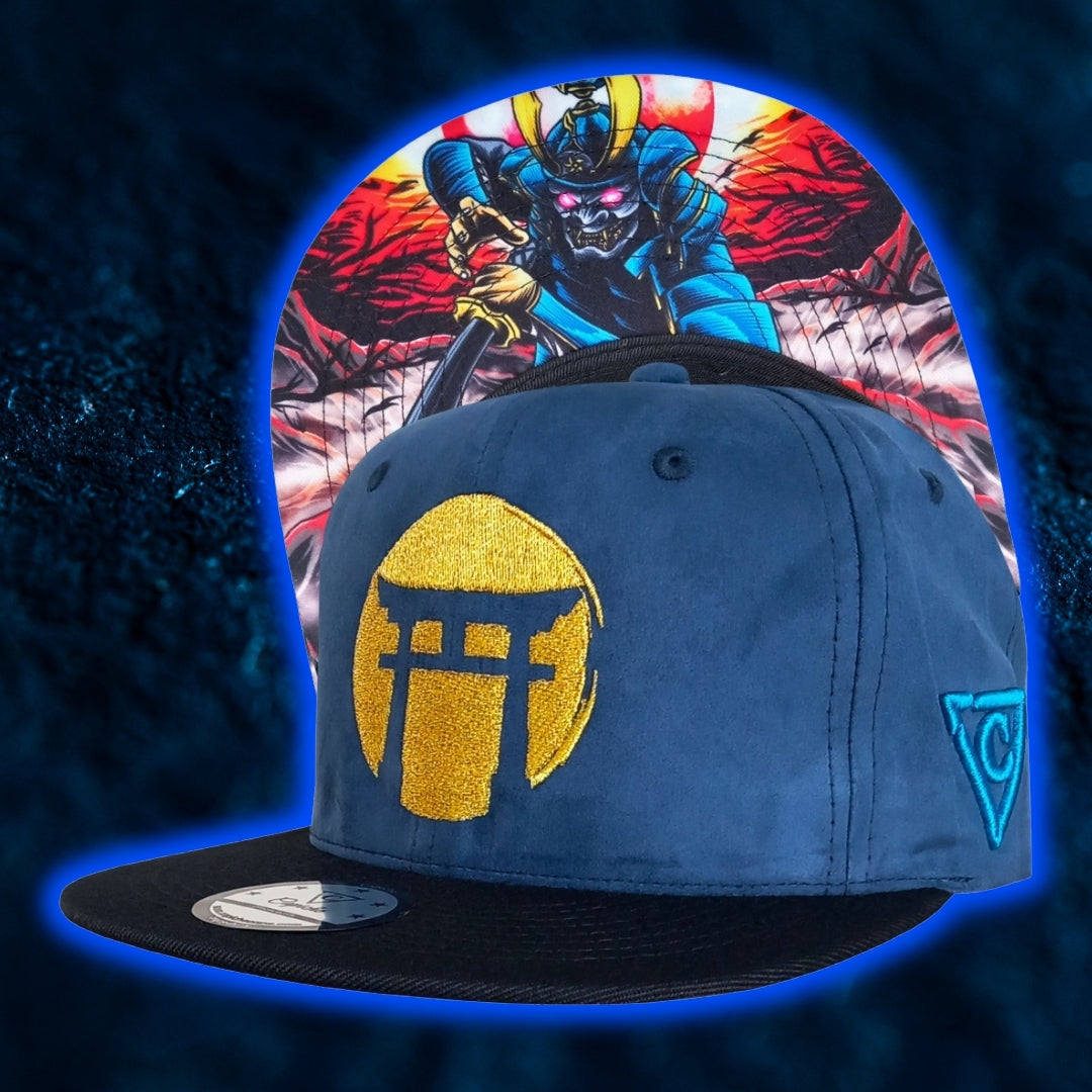 Blue Samurai Snapback - Suede/Golden Thread - Capiche Caps Snapback