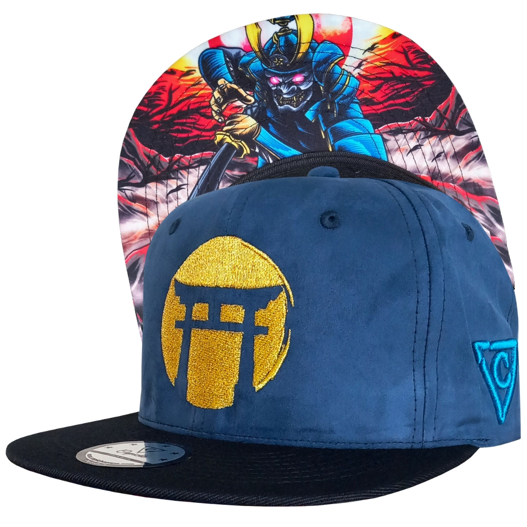 Blue Samurai Snapback - Suede/Golden Thread | CAPICHE CAPS