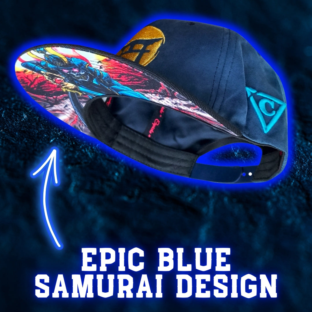 Blue Samurai Snapback - Suede/Golden Thread - Capiche Caps Snapback