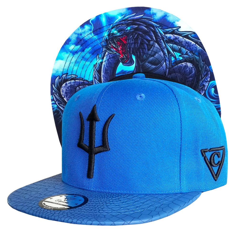 Basilisk Snapback - Blue & Artificial Leather | CAPICHE CAPS