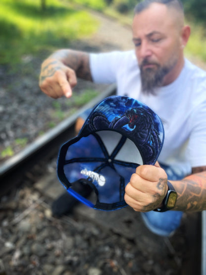 Basilisk Trucker Cap - Blue & Artificial Leather