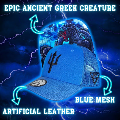 Basilisk Trucker Cap - Blue & Artificial Leather