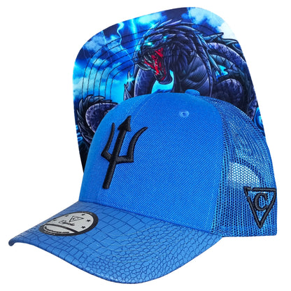 Basilisk Trucker Cap - Blue & Artificial Leather