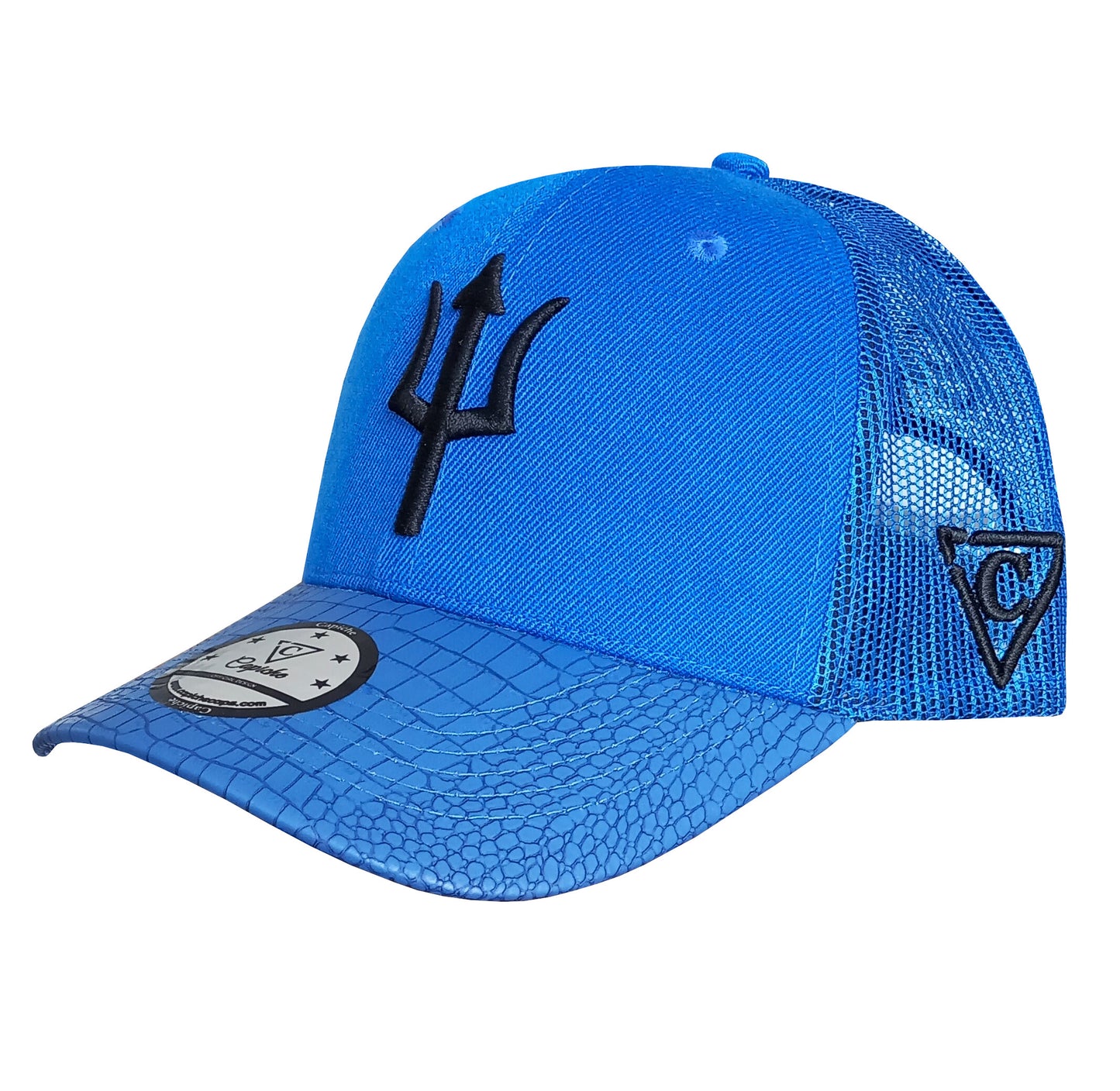 Basilisk Trucker Cap - Blue & Artificial Leather