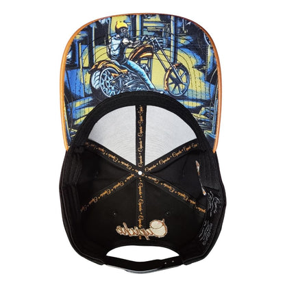 Gorra Chopper Curved - Negro/Marrón con parche de cuero con logotipo