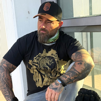 Chopper Curved Cap - Black/Brown Leather Patch Logo