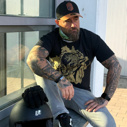 Chopper Curved Cap - Black/Brown Leather Patch Logo