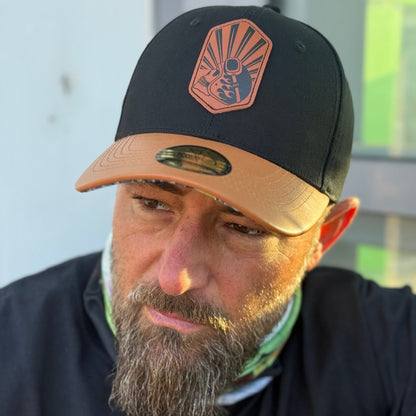 Chopper Curved Cap - Black/Brown Leather Patch Logo