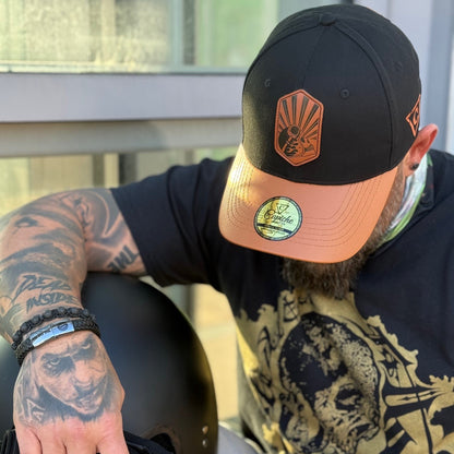 Chopper Curved Cap - Black/Brown Leather Patch Logo