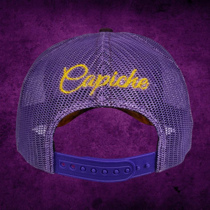 Demon Trucker Cap - Purple Suede & Golden Thread