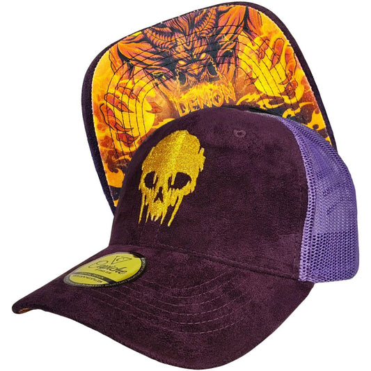 Demon Trucker Cap - Purple Suede & Golden Thread