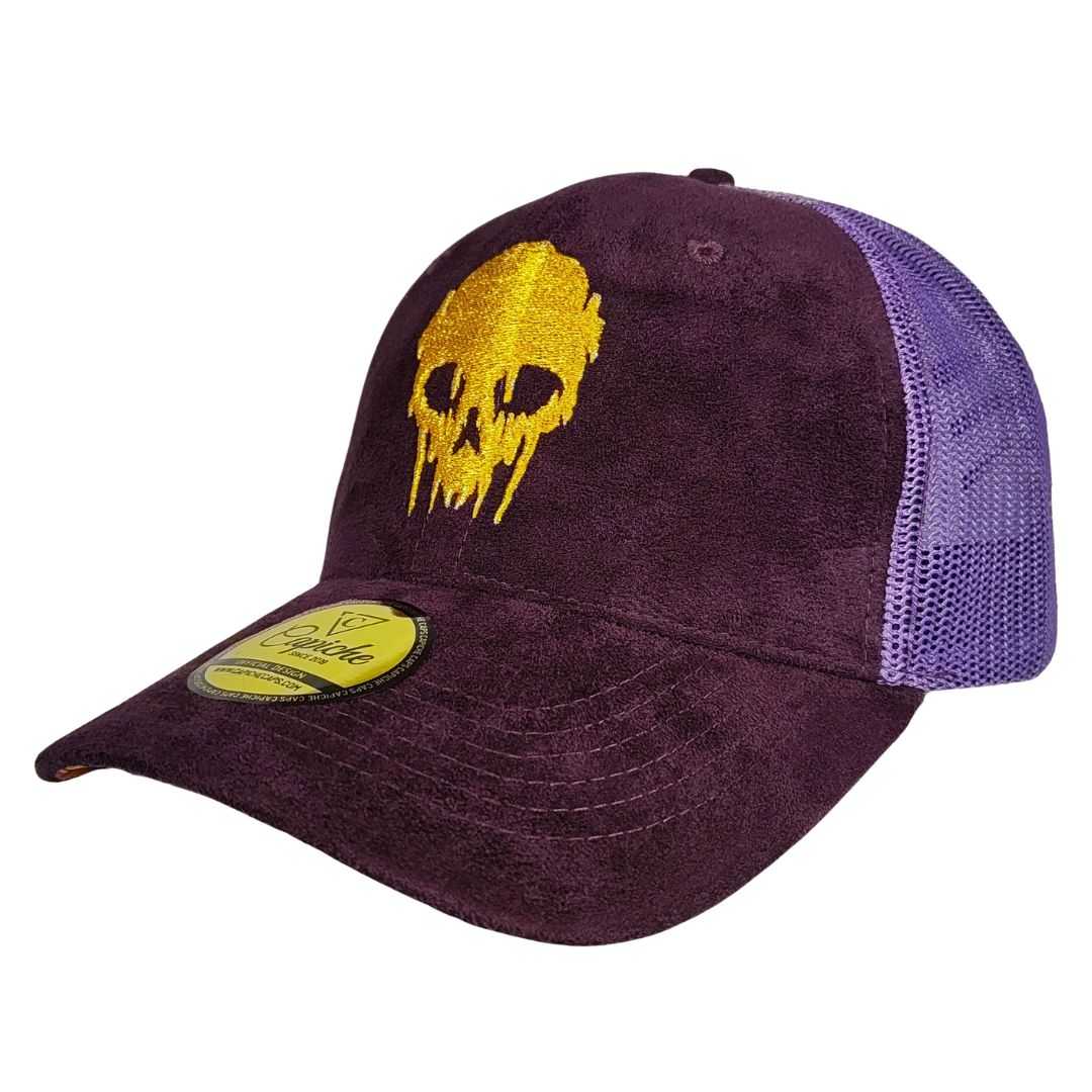 Demon Trucker Cap - Purple Suede & Golden Thread