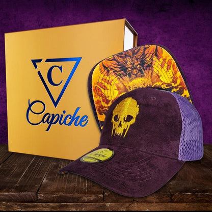 Demon Trucker Cap - Purple Suede & Golden Thread