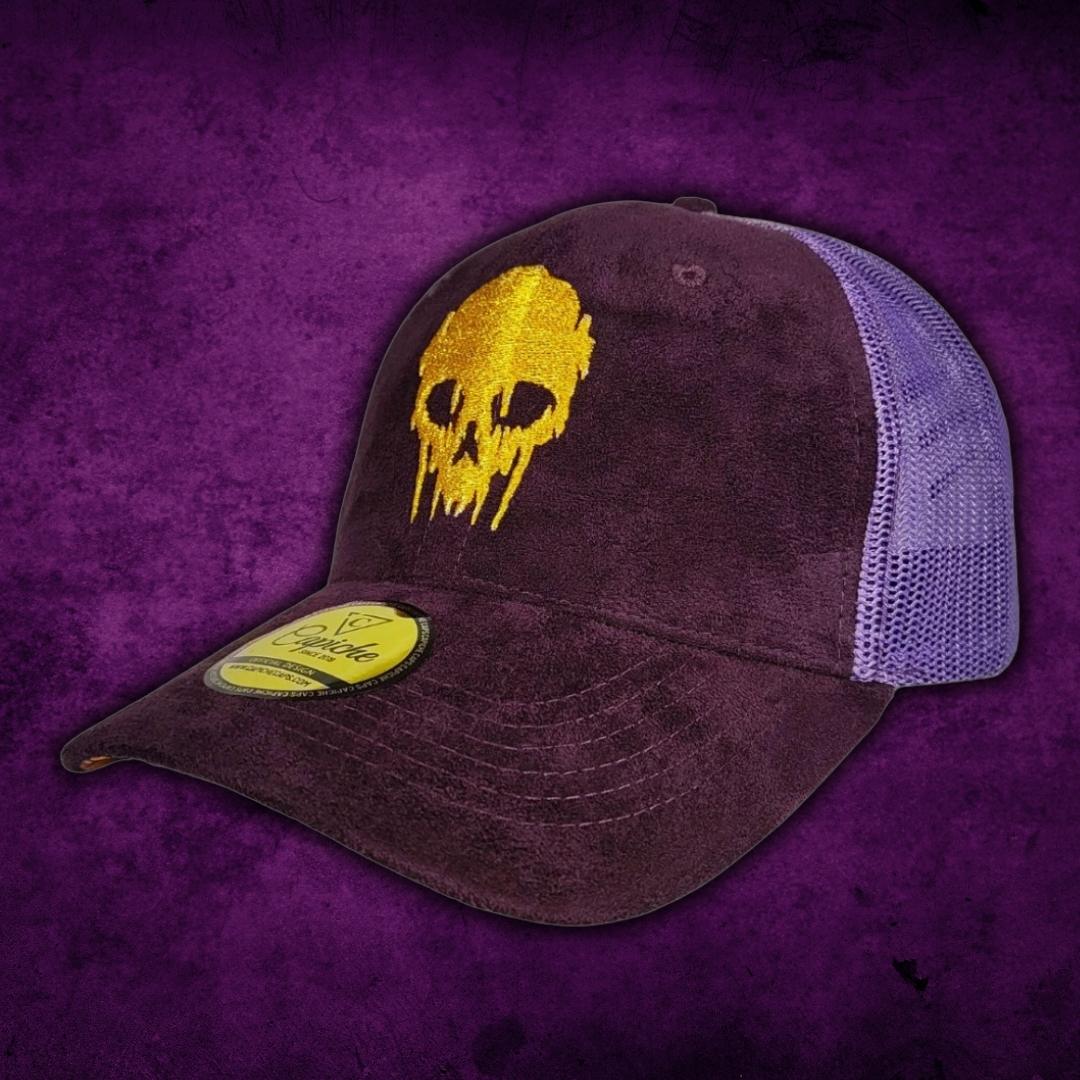Demon Trucker Cap - Purple Suede & Golden Thread