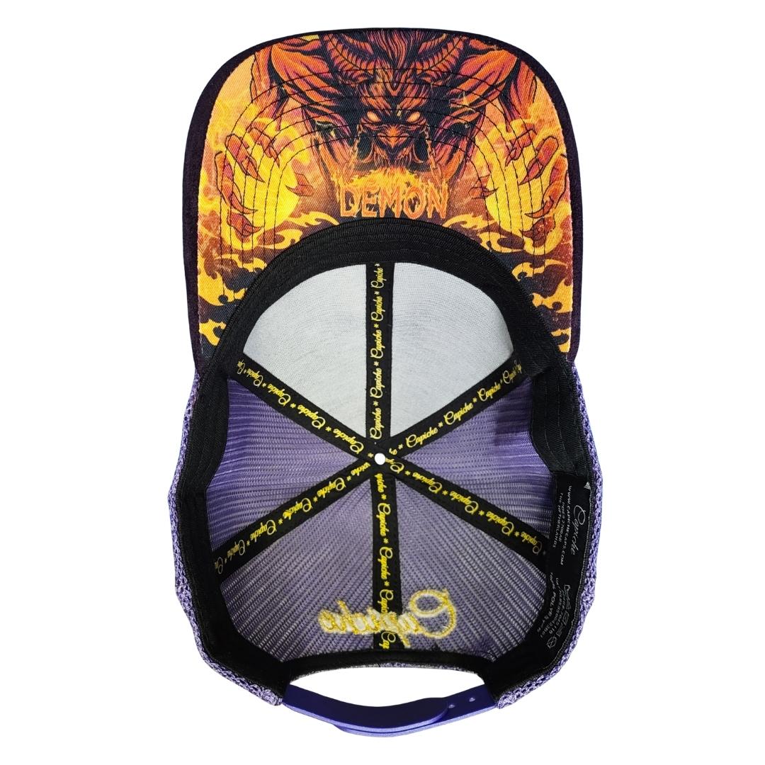 Demon Trucker Cap - Purple Suede & Golden Thread