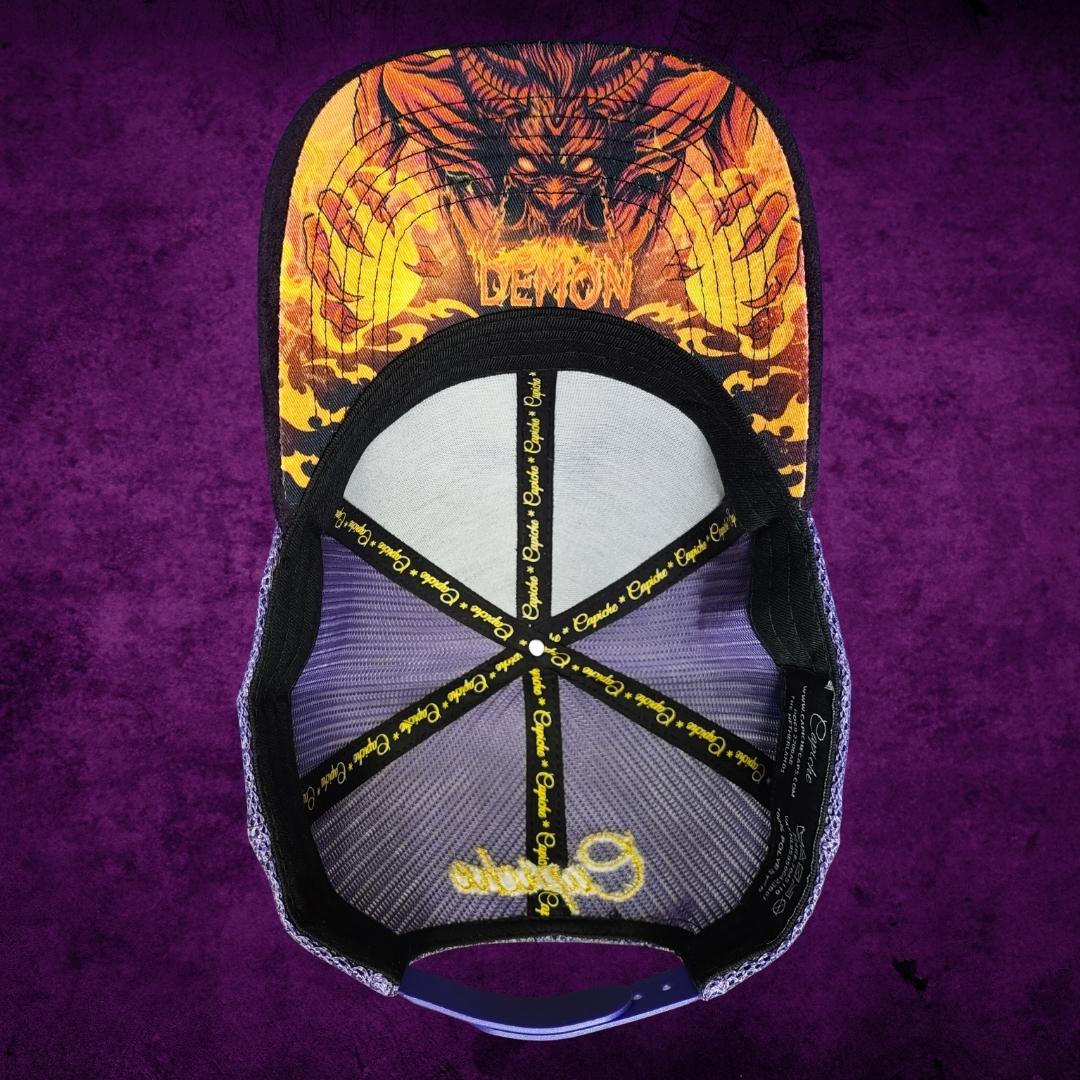 Demon Trucker Cap - Purple Suede & Golden Thread
