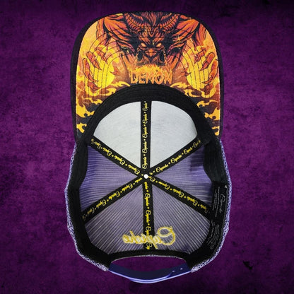 Demon Trucker Cap - Purple Suede & Golden Thread