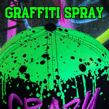 Freestyler Snapback - Black/Green Graffiti Spray