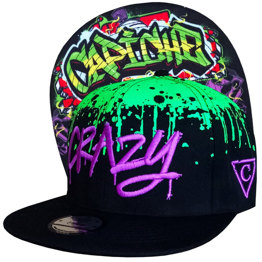 Freestyler Snapback - Black/Green Graffiti Spray