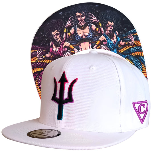 White snapback Gorgon Sisters from Ancient Greek collection from Capiche Caps