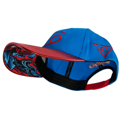 Zodiac Cancer Curved Cap - Blue/Red Crackling Metallic