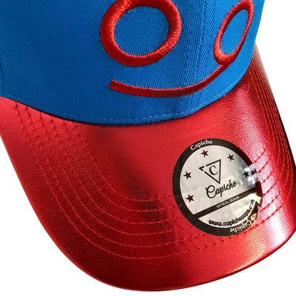 Zodiac Cancer Curved Cap - Blue/Red Crackling Metallic