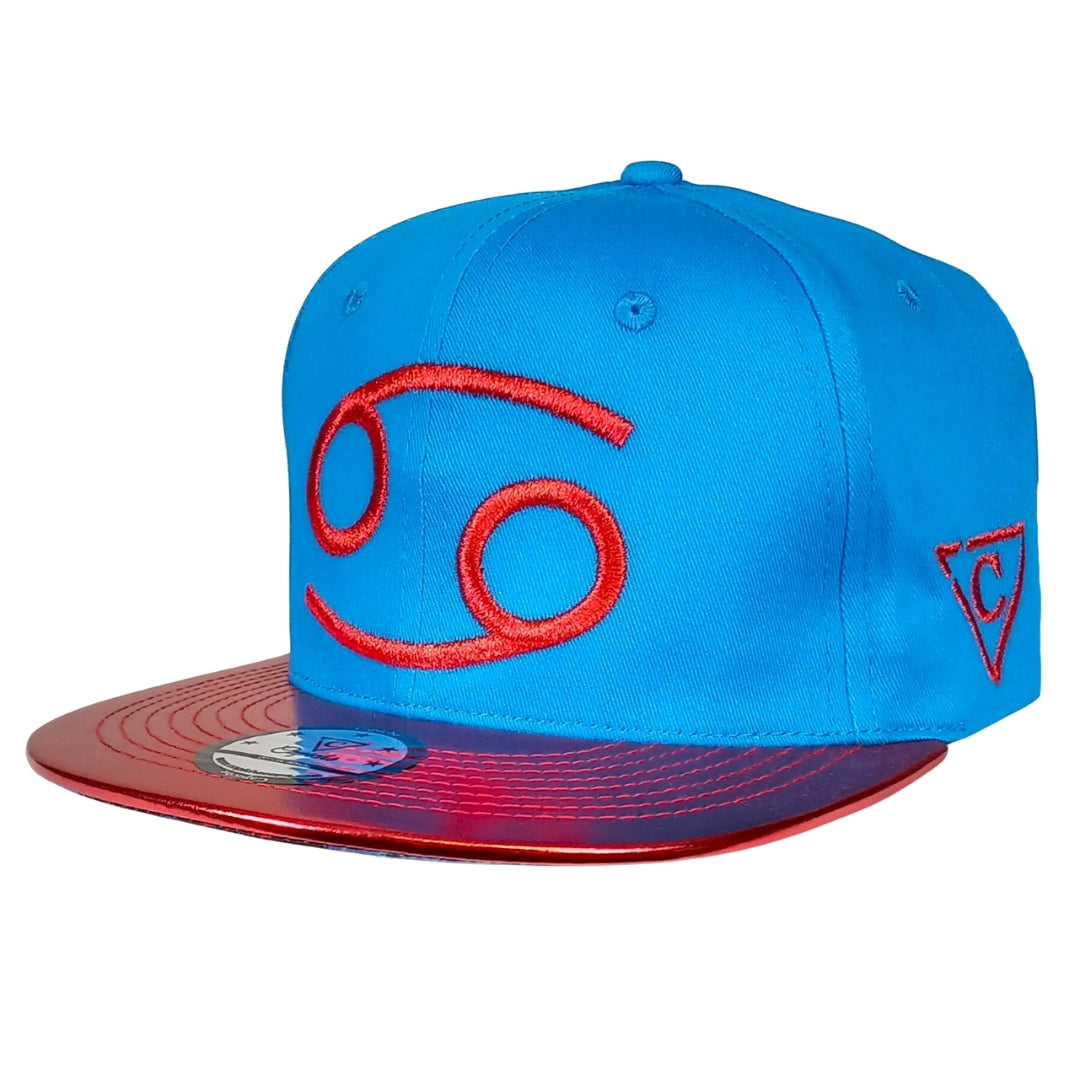 Sternzeichen Krebs Snapback - Blau/Rot Knisterndes Metallic