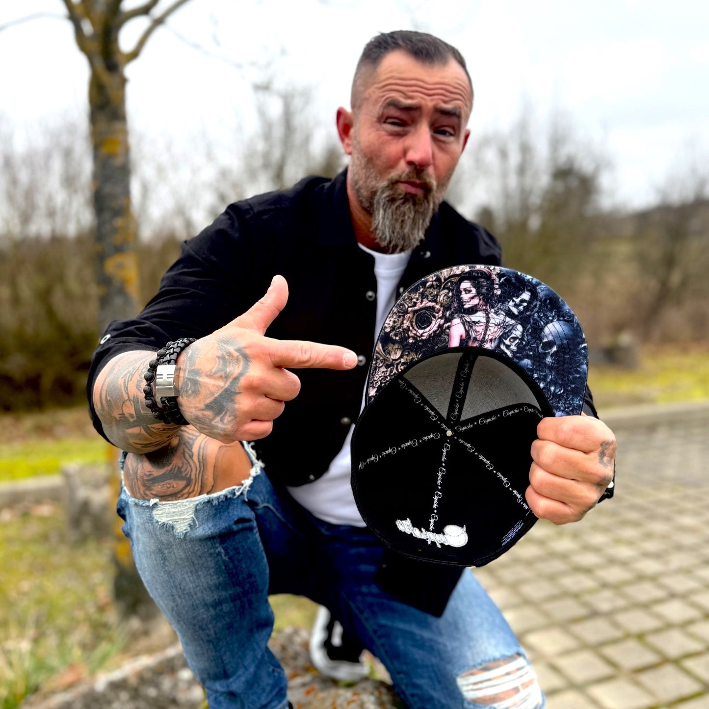 LIMITED EDITION Olli_Holli_Ink x Capiche La Catrina Snapback - Black