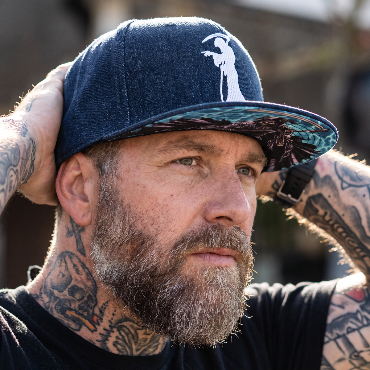 La Muerte Snapback - Blue Denim Jeans Fabric