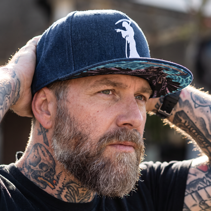 La Muerte Snapback - Blue Denim Jeans Fabric