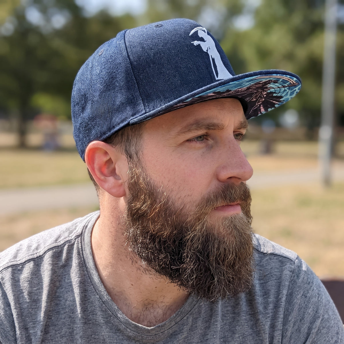 La Muerte Snapback - Blue Denim Jeans Fabric