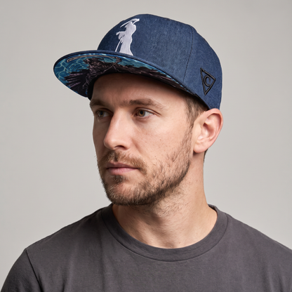 La Muerte Snapback - Blue Denim Jeans Fabric
