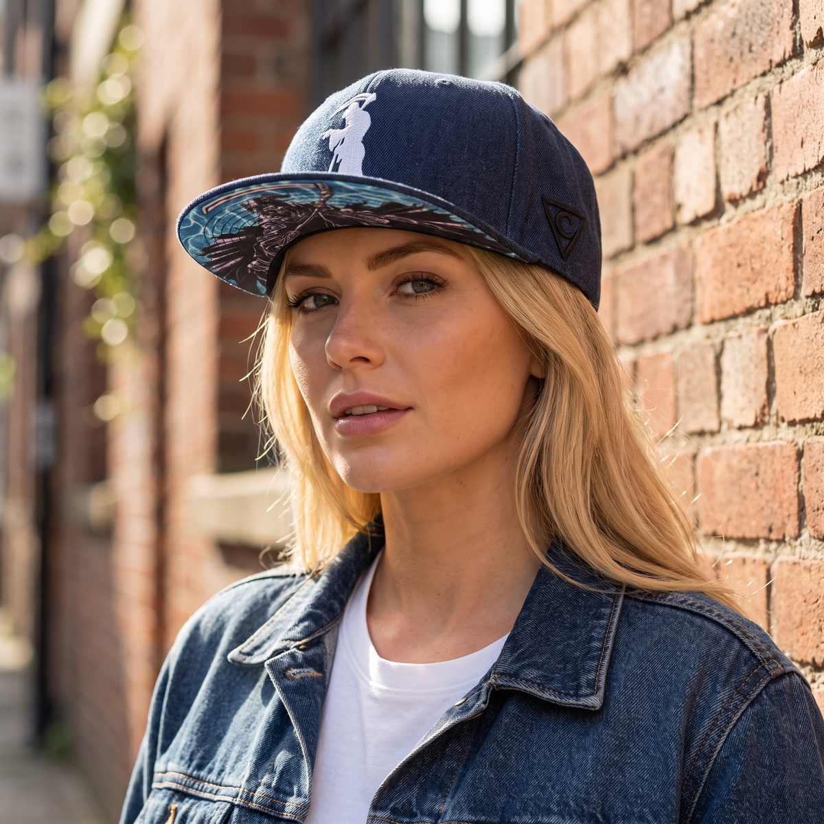 La Muerte Snapback - Blue Denim Jeans Fabric