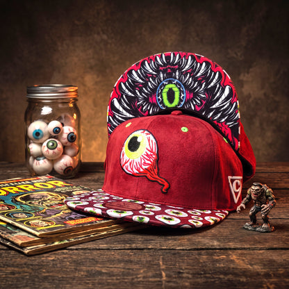 LIMITED EDITION Monster Vision Snapback - Red Suede with Eyes