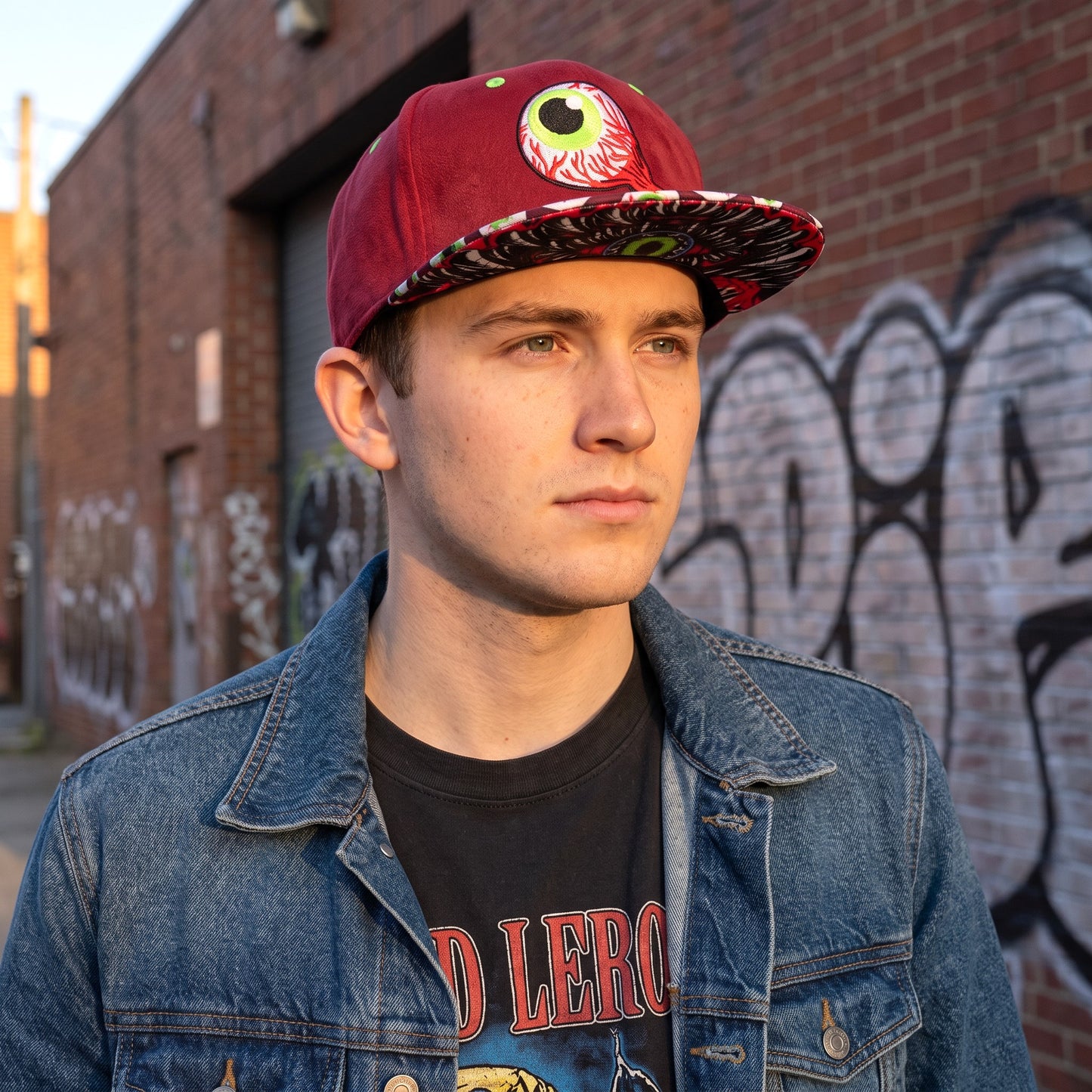 LIMITED EDITION Monster Vision Snapback - Red Suede with Eyes