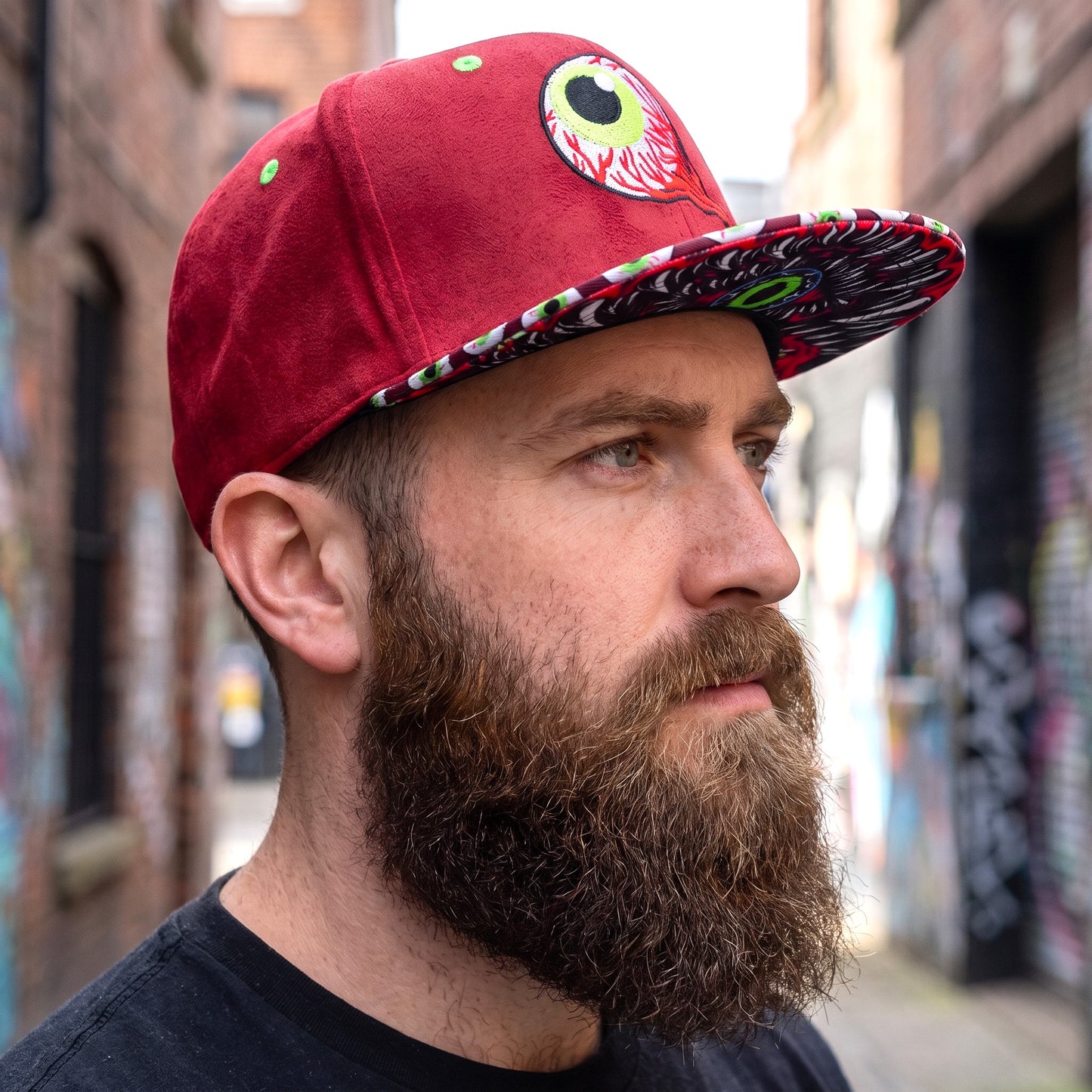 LIMITED EDITION Monster Vision Snapback - Red Suede with Eyes