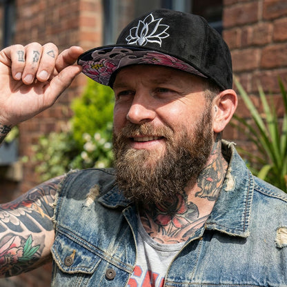 LIMITED EDITION Black Lotus Snapback - Black Suede