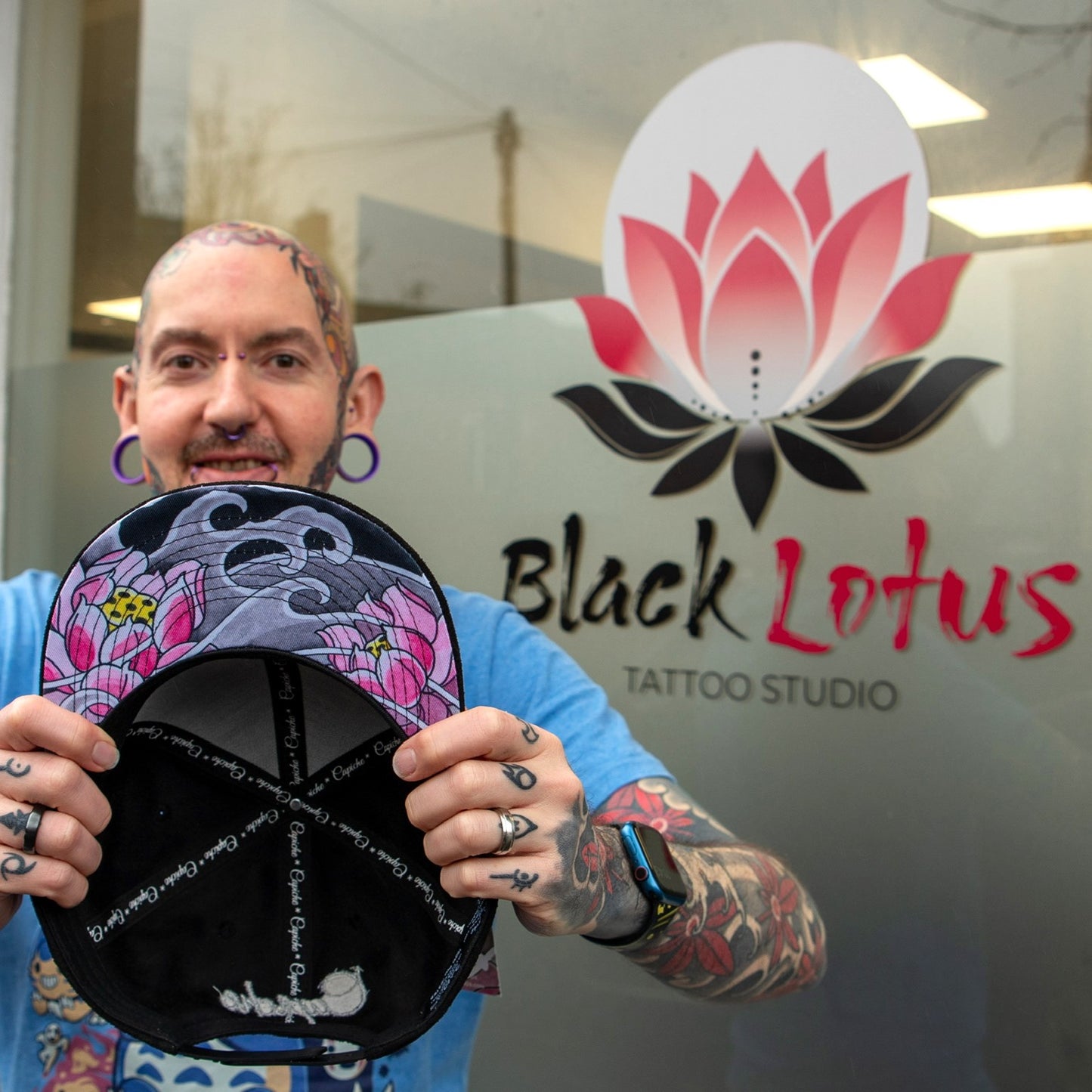 LIMITED EDITION Black Lotus Snapback - Black Suede