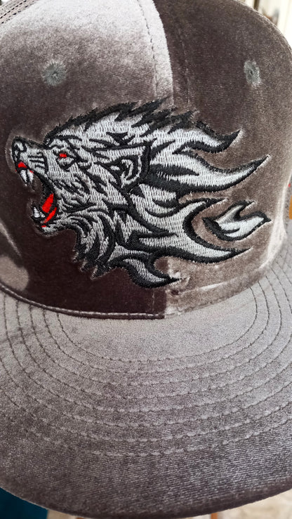 Limited Edition Grey Velvet Trucker Snapback Werewolf from Capiche Caps