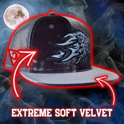 Limited Edition Grey Velvet Trucker Snapback Werewolf from Capiche Caps