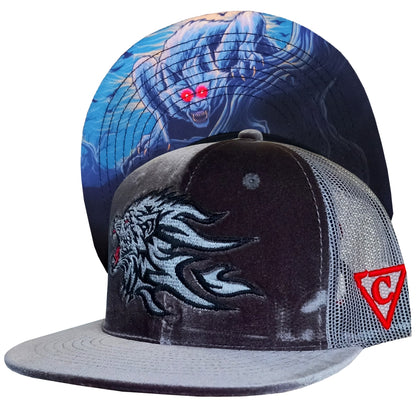 Limited Edition Grey Velvet Trucker Snapback Werewolf from Capiche Caps