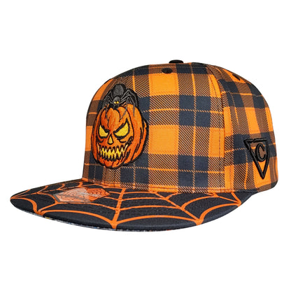 Edycja limitowana: czapka typu snapback na Halloween 2026 – pomarańczowy wzór w krate