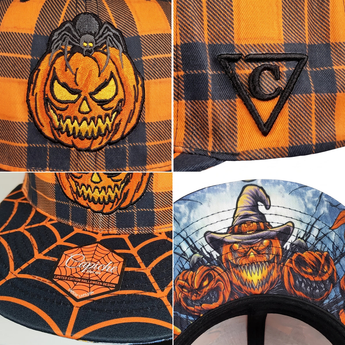 Edycja limitowana: czapka typu snapback na Halloween 2026 – pomarańczowy wzór w krate