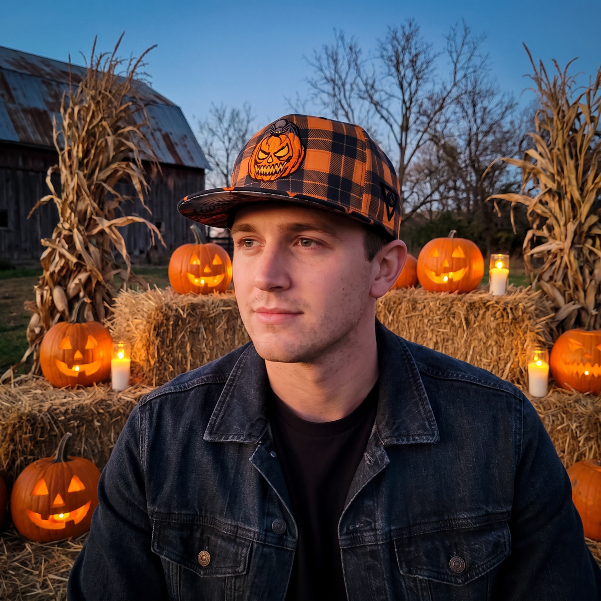 Edycja limitowana: czapka typu snapback na Halloween 2026 – pomarańczowy wzór w krate