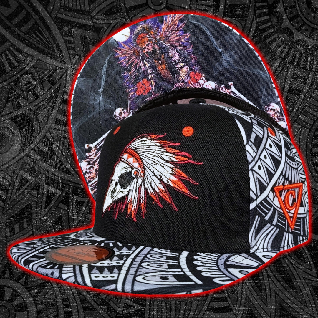 LIMITED EDITION Native Raven Snapback - Grey Native Pattern/Black