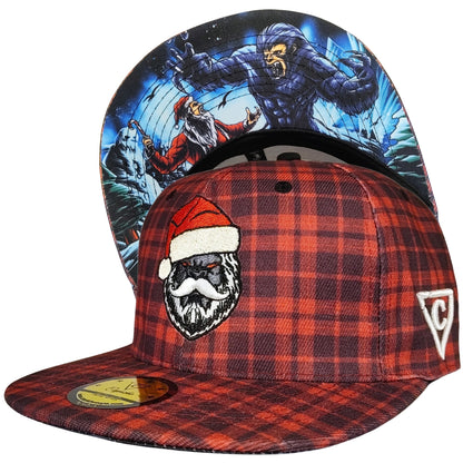 LIMITED Santa vs. Bigfoot Christmas Snapback - Red Flannel Pattern